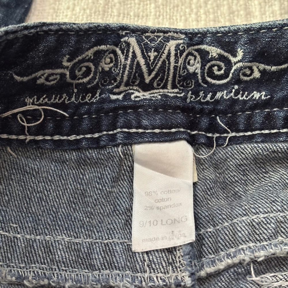 Maurices Premium Bootcut Jeans Dark Wash Rhinestone Embellished 9/10 Long Y2K - Picture 4 of 8